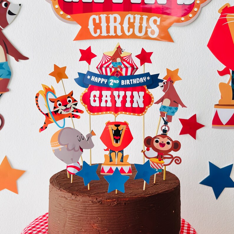 Circus Tent Birthday Cake Topper Printable | Birthday Carnival Big Top Party Dessert Toppers, Greatest Magic Show Cake Toppers, Party Decoration