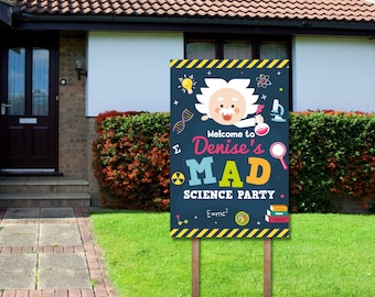 Science Party Yard Sign/ Scientist Birthday Party Decorations Yard Sign Editable Printable