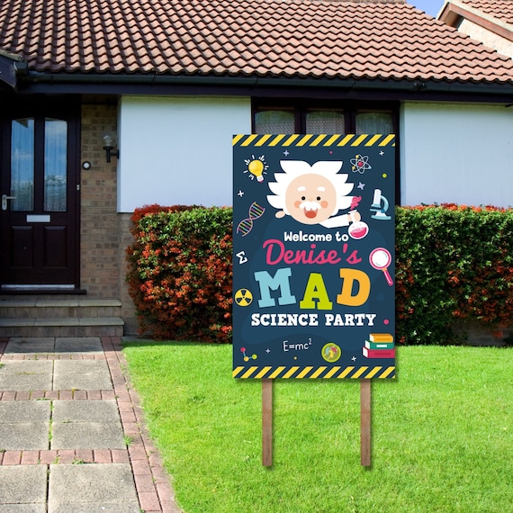 Science Party Yard Sign/ Scientist Birthday Party Decorations Yard Sign Editable Printable Il_570xn