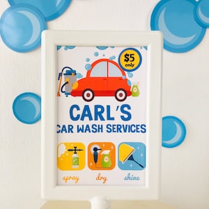 Car Wash Party Signs/ Car Wash Services Sign EDITABLE Printable
