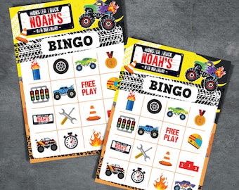 Monster Truck Bingo Game, Editable Party Printable (Digital Download)