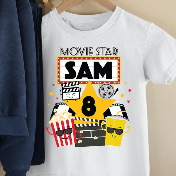 Movie Night Birthday Shirt Design/ Hollywood Movie Night Birthday Tee Design (for your own printing) Il_570xn