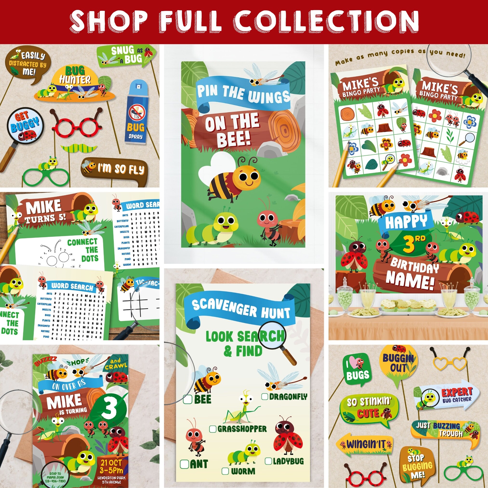Bugs Birthday Banner EDITABLE Printable | Outdoor Nature Banner, Bugs ...