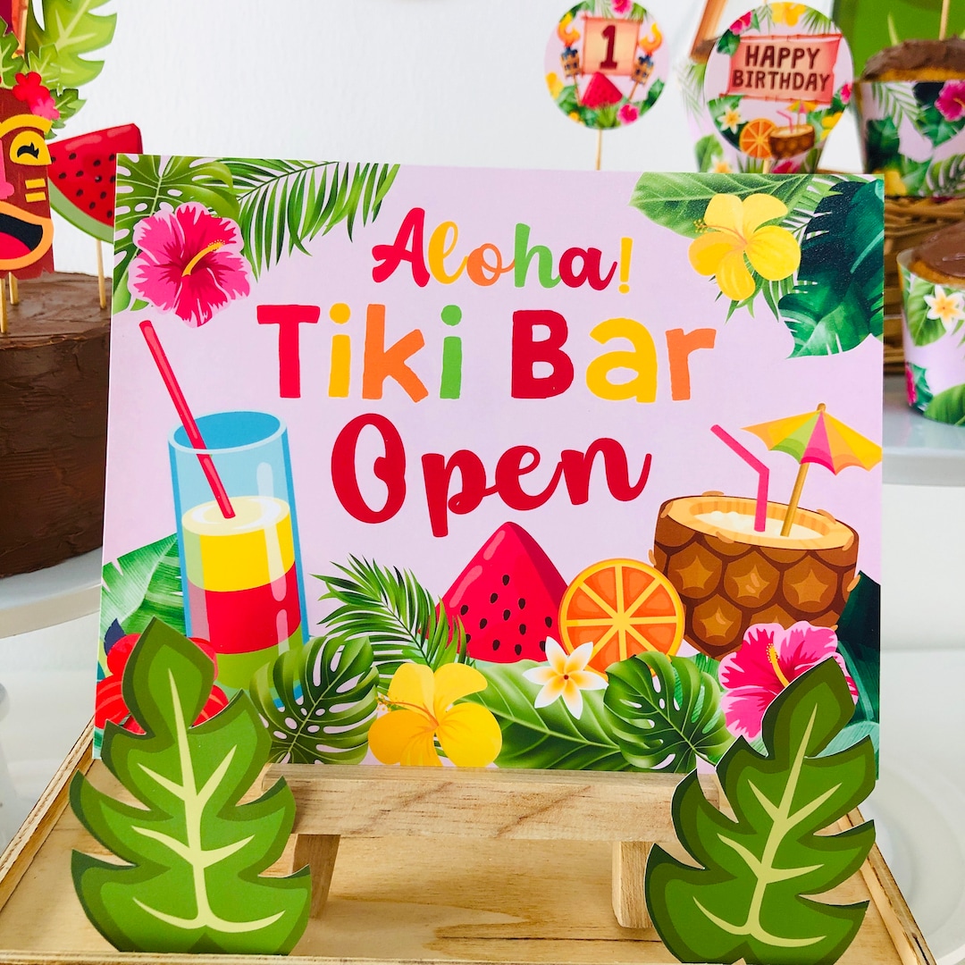 Tiki Bar Sign Printable/luau Hawaiian Party Decor Editable Printable - Etsy