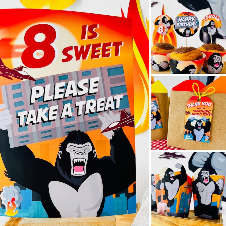 King Kong Party, Planet of the Apes Party, Kong Skull Island Party, Legend of Tarzan, Rampage Movie Party, Black Gorilla Themed Birthday Party Decorations | Kingdom of the Planet of the Apes Decor