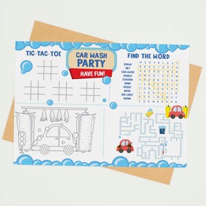 Car Wash Party Coloring Activity Sheet