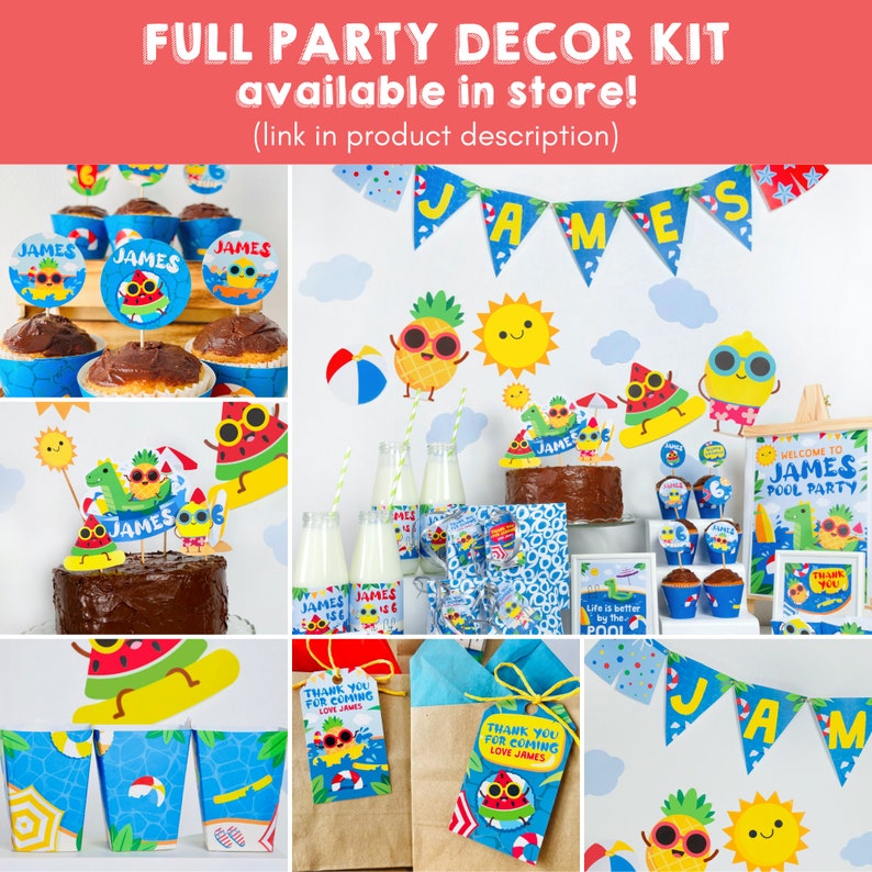Summer Pool Birthday Party Decorations/ Water Slide Beach Party