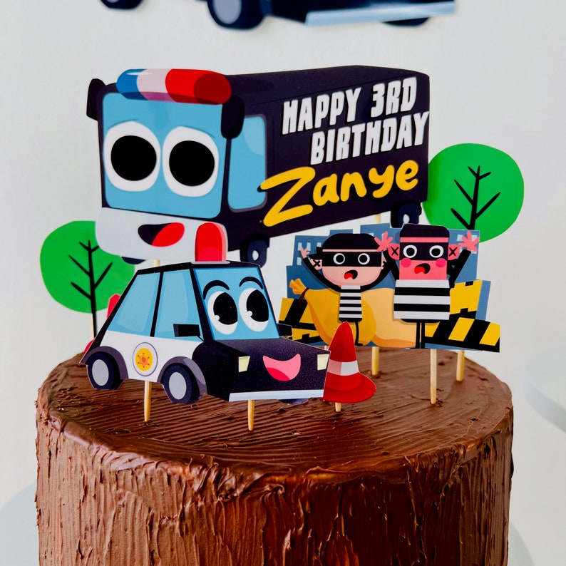 Police Patrol Birthday Cake Topper Printable / Policeman Party Cake Topper/ Police Vehicles Police Car Party Decor Printable