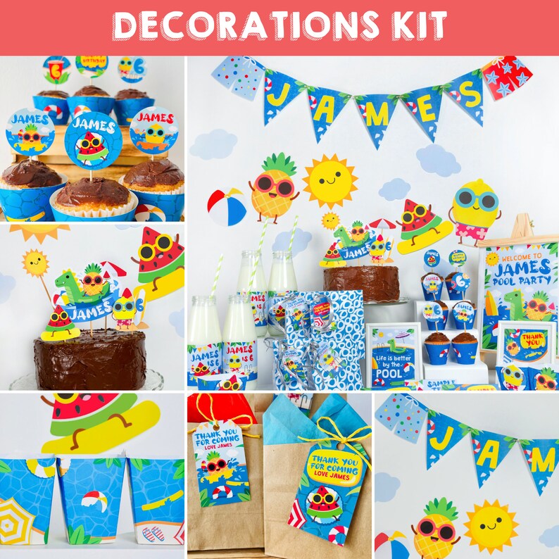 Summer Pool Party Decorations/ Water Slide Beach Birthday Party Decor