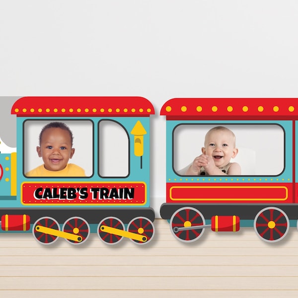 Chugga Train Kids Party Photo Booth Frame MODIFIABLE Imprimable / Choo Choo Train Party Large Photo Prop Printable