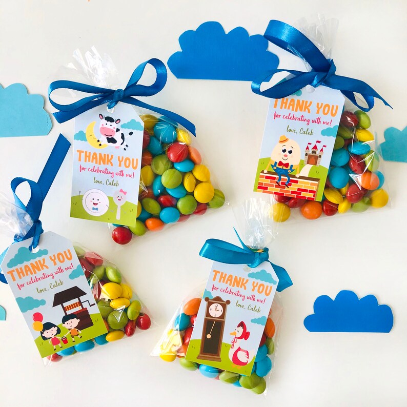 Nursery Rhyme Party Favor Tags Printable Editable Gift Tags/ Etsy