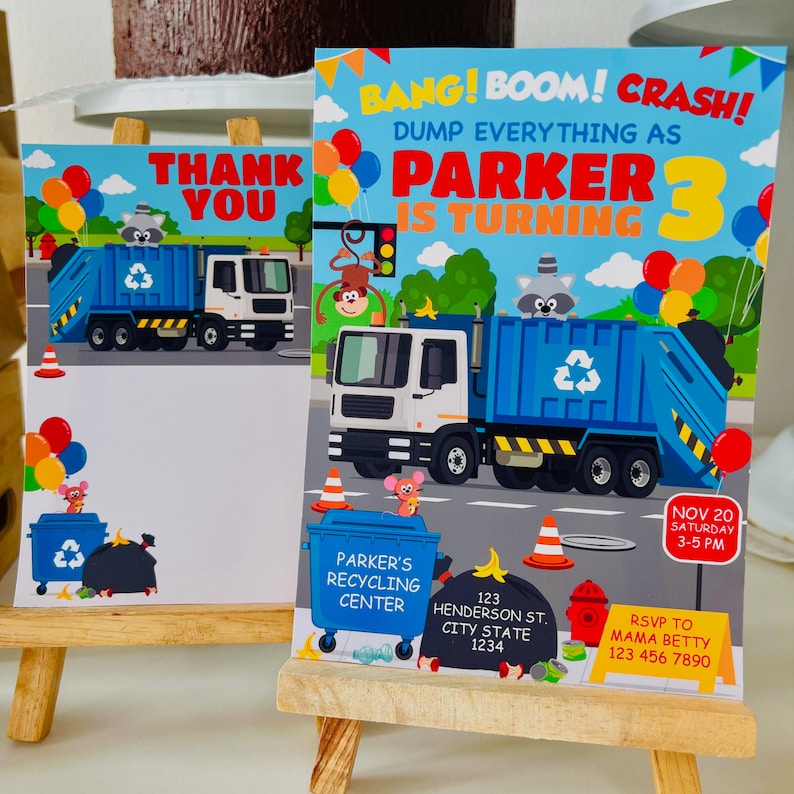 Blue Garbage Truck Party Decorations/ Blue Trash Truck Trash Bash Waste Management Birthday Party Decor