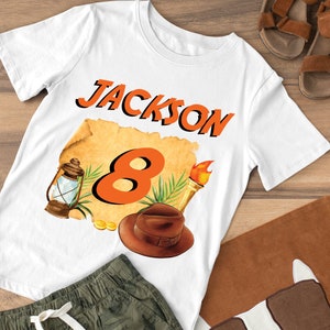 Indiana Jones Birthday Shirt/ Adventure Explorer Birthday Tee/ Jungle themed Birthday Tee Design (for your own printing)