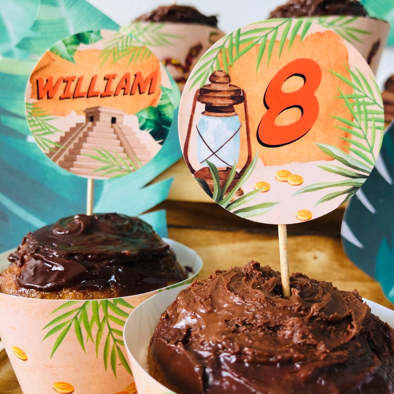 Indiana Jones Party Adventure Explorer Birthday Party Cupcake Toppers