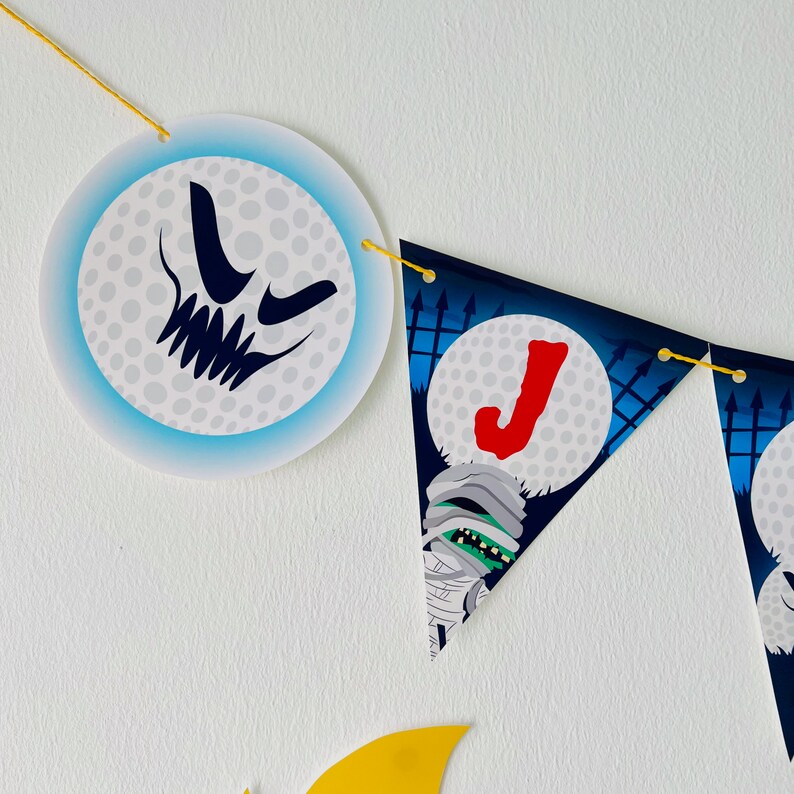 Monster Mini Golf Birthday Banner/ Halloween Monster Golf Party Banner