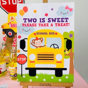 Wheels on the Bus Party Sign