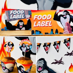 King Kong Party, Planet of the Apes Party, Kong Skull Island Party, Legend of Tarzan, Rampage Movie Party, Black Gorilla Themed Birthday Party Decorations | Kingdom of the Planet of the Apes Decor