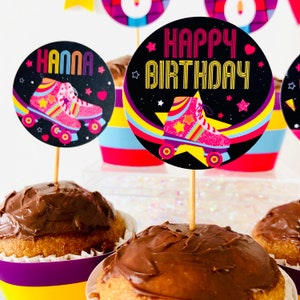 Roller Skating Party Cupcake Toppers