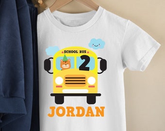 Wheels on the Bus Birthday Shirt Design/ Yellow School Bus Birthday Tee Party Outfit Design (for your own printing)