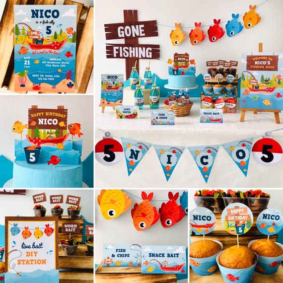 Fishing Party Decorations Printables Editable / Gone Fishing Birthday Party  Printable Editable Kit -  Singapore