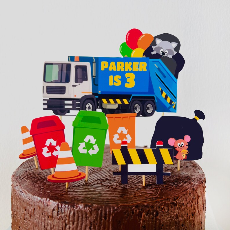 Blue Garbage Truck Party Decorations/ Blue Trash Truck Trash Bash Waste Management Birthday Party Decor