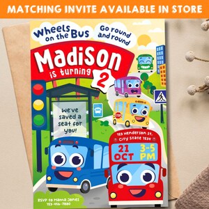 Wheels on the Bus Birthday EDITABLE Ticket Invitation/ Bus Themed Party Invite/ School Bus Birthday Party Invitation/ Bus Ticket