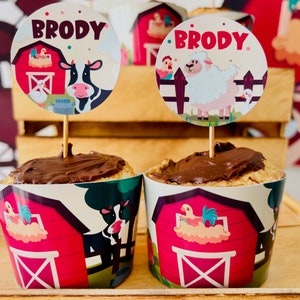 36 Décorations Cupcakes Thème Ferme - 9 Motifs Animaux (vache, Mouton, Cochon...) - Pour Anniversaire Enfant, Baby Shower