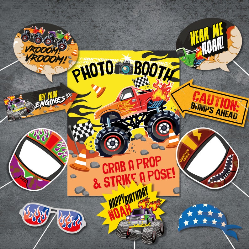 Monster Truck Party Photo Booth Photo Props