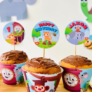 Hickory Dickory Dock Party Cupcake Toppers | Nursery Rhymes Party Food Dessert Topper | Mouse went up the Clock Party Decor | First Birthday Party Food Table Decor | Dessert Toppers