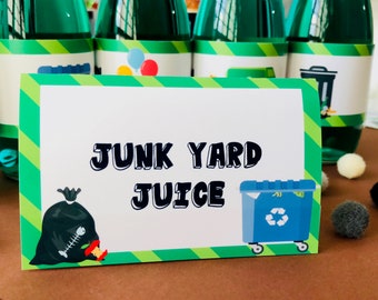 Garbage Truck Party Food Tent/ Waste Management Party Food Card/ Garbage Truck Food Labels EDITABLE Party Printable