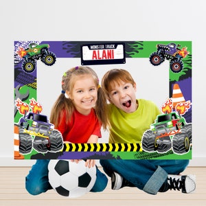 Monster Truck Party Photo Booth Frame BEWERKBARE afdrukbare/Monster Jam verjaardag foto rekwisieten/grote vrachtwagens foto rekwisieten afdrukbare