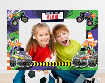 Monster Truck verjaardag Photo Booth Frame, BEWERKBAAR (afdrukbaar)