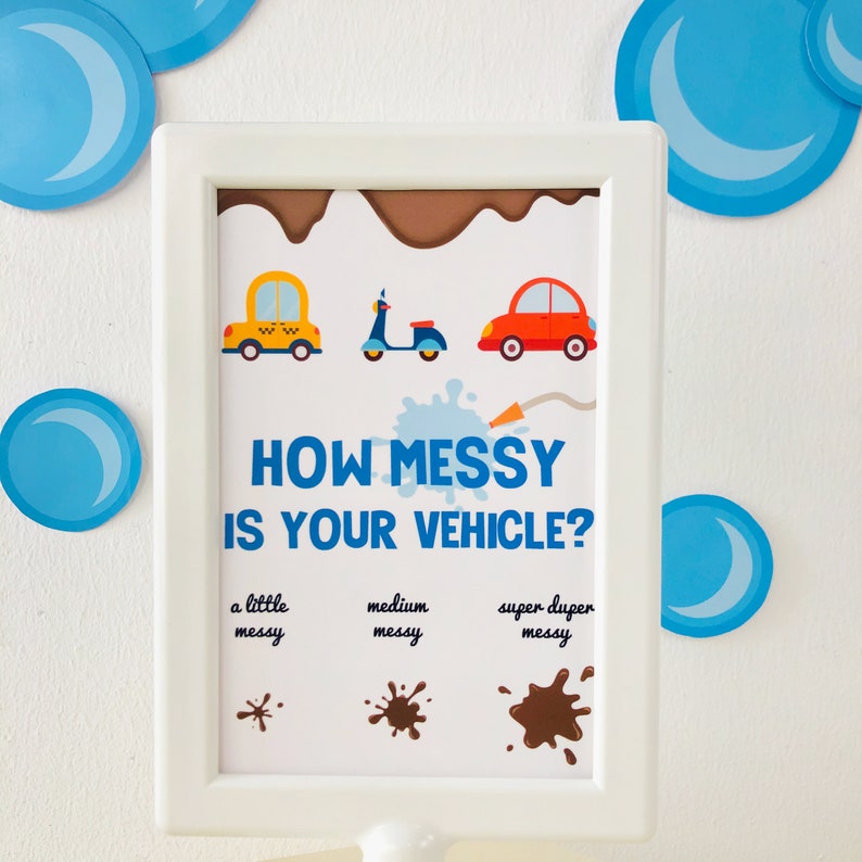 Car Wash Party Sign How Messy is Your Vehicle Car Wash Party Decorations