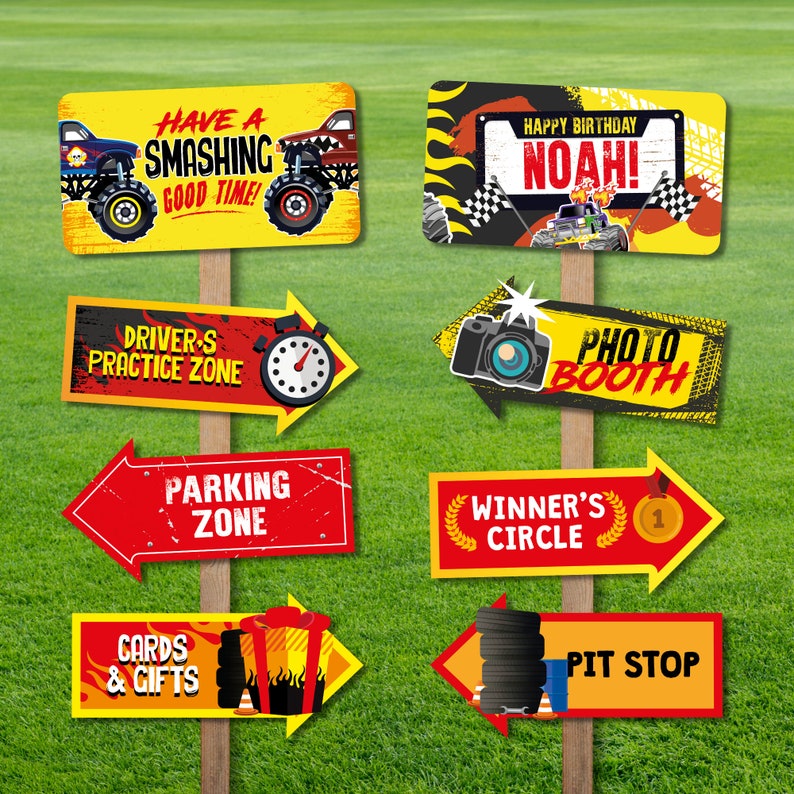Monster Truck Party Directional Signs Monster Jam Party Decoration Signs