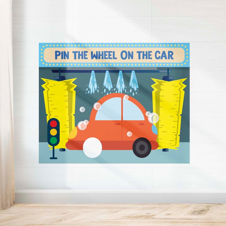 Car Wash Party Games Pin the Wheel Game