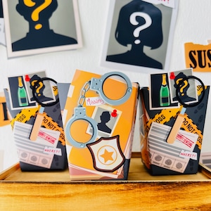 Detective Party Favor Box Template | Murder Mystery Party Favor, Secret Agent Party, Spy Party Party Decoration | Sherlock Holmes Party | Favor Container, Snack Box, Popcorn Box Template