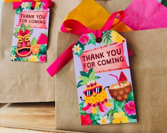 Luau Party Favor Tags, Editable Hawaiian Gift Tags (Digital Download)