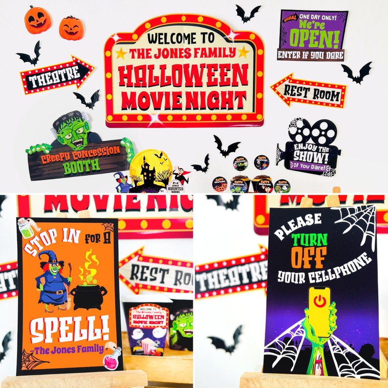 Halloween Movie Night Concession Decorations Sign Editable Printable Bundle Pack/ Halloween Party Signs Decorations Printable Pack image 2