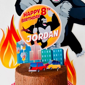 King Kong Party, Planet of the Apes Party, Kong Skull Island Party, Legend of Tarzan, Rampage Movie Party, Black Gorilla Themed Birthday Party Decorations, Kingdom of the Apes | King Kong Birthday Cake, Planet of Apes Cake Topper