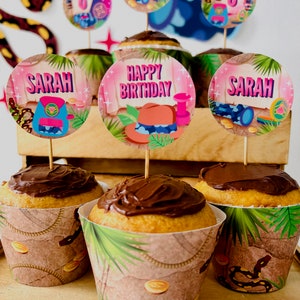 Indiana Jones Girl Party Cupcake Toppers Printable/ Ridley Jones Cupcake Topper/ Adventure Explorer Party Decorations Printable