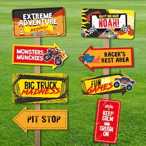 Monster Truck Party Directional Signs Monster Jam Party Decoration Signs