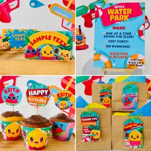 Water Park Party Decorations Printable Kit/ Water Slide Party Decor/ Splash Bash/ Summer Pool Party Decorations Printable Kit