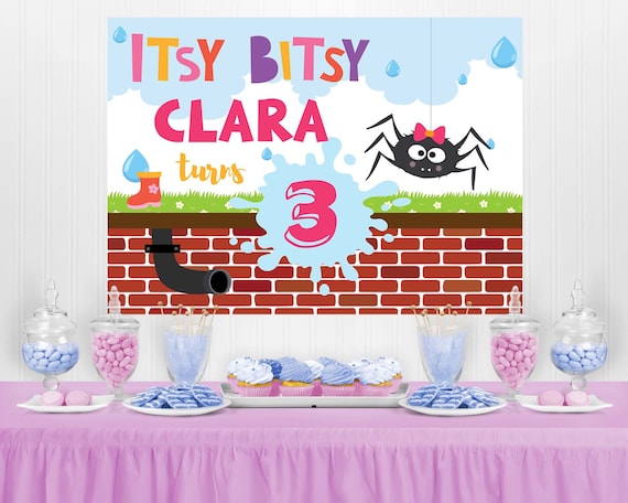 Itsy Bitsy Spider Girl Birthday Backdrop Editable Party Printable Incy