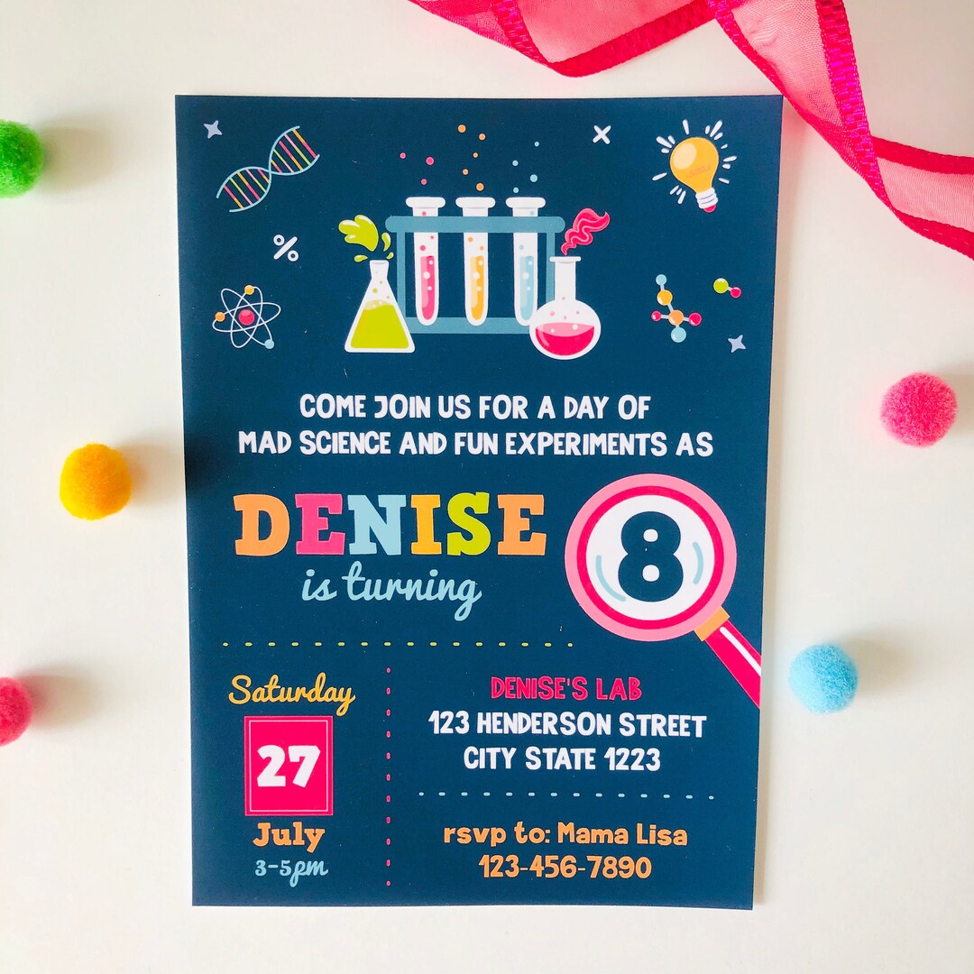 Girl Science Invitation/ Girl Scientist Birthday Invitation Editable ...