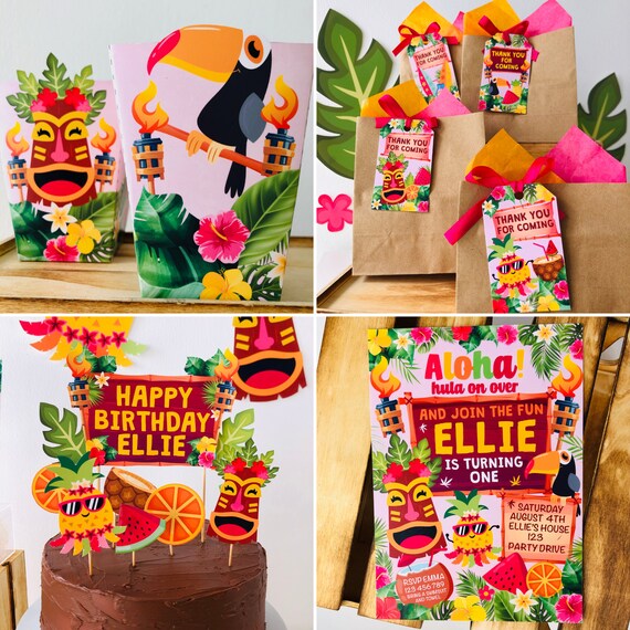 48Pcs Tiki Party Plates For Hawaiian Luau Party Decorations Tropical Aloha Paper Disposable Dessert Plates Tiki Themed Serving Tray 7 Inch Table Decors For Summer Beach Birthday Party Supplies