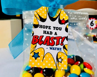Superhero Gift Tags/ Superhero Boys Gift Labels/ Superhero Kids Party Favour Tags EDITABLE Party Printable