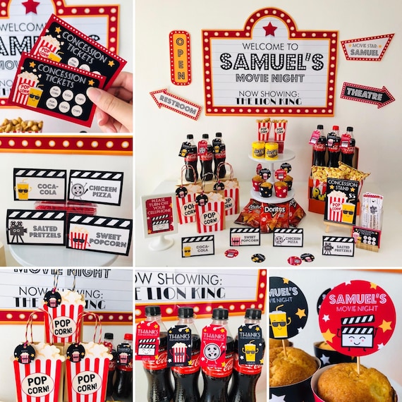 Movie Night Party Concession Stand Printables/ Movie Night Birthday ...