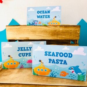Yellow Submarine Party Food Labels EDITABLE Printable/ Under the Sea Food Tent Card Party Printable