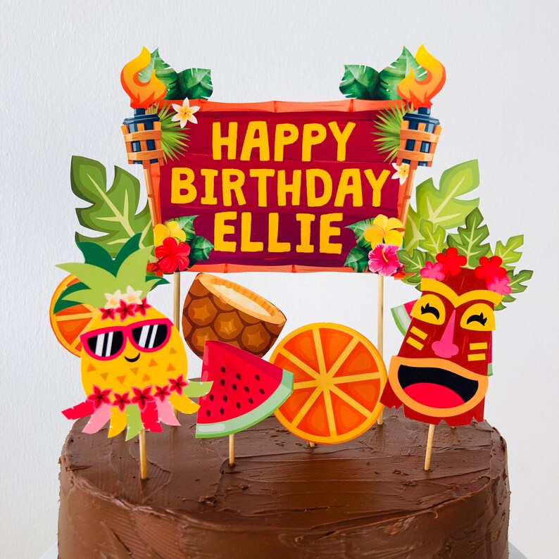 Hawaiian Luau Party Birthday Cake Topper