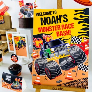 Monster Truck Party Sign Printable/ Monster Jam Party Welcome Sign/ Monster Jam Truck Party Decor Editable Printables